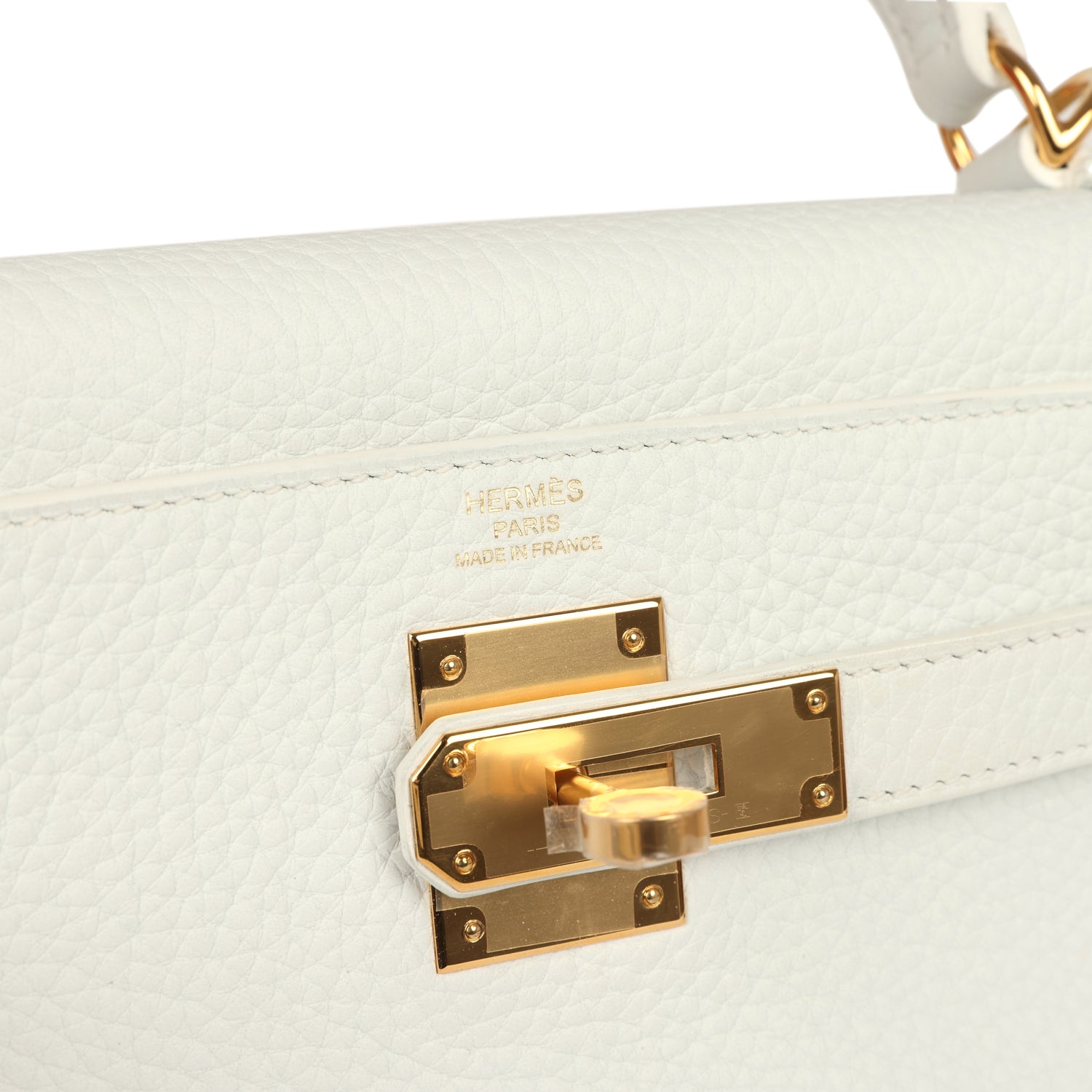 Kelly Retourne 28 White Clemence Gold Hardware Bag