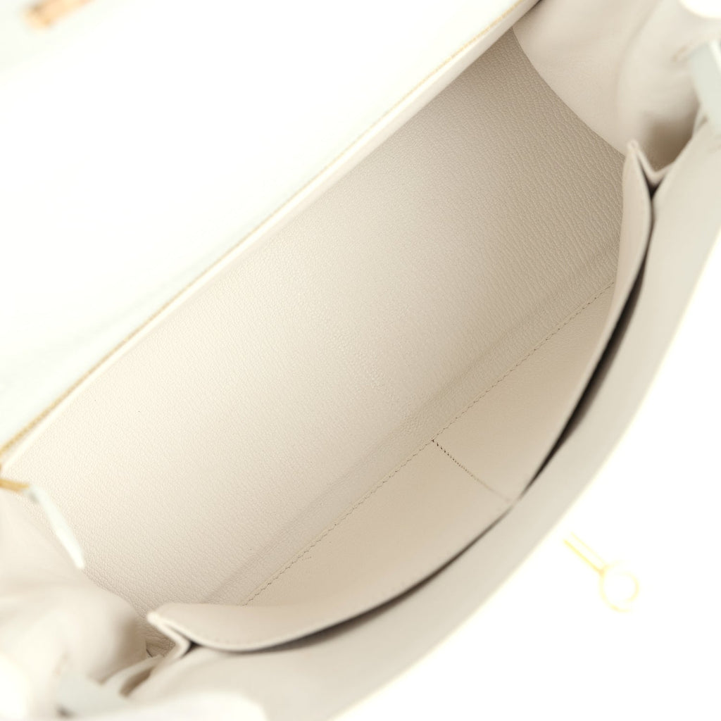 Kelly Retourne 28 White Clemence Gold Hardware Bag