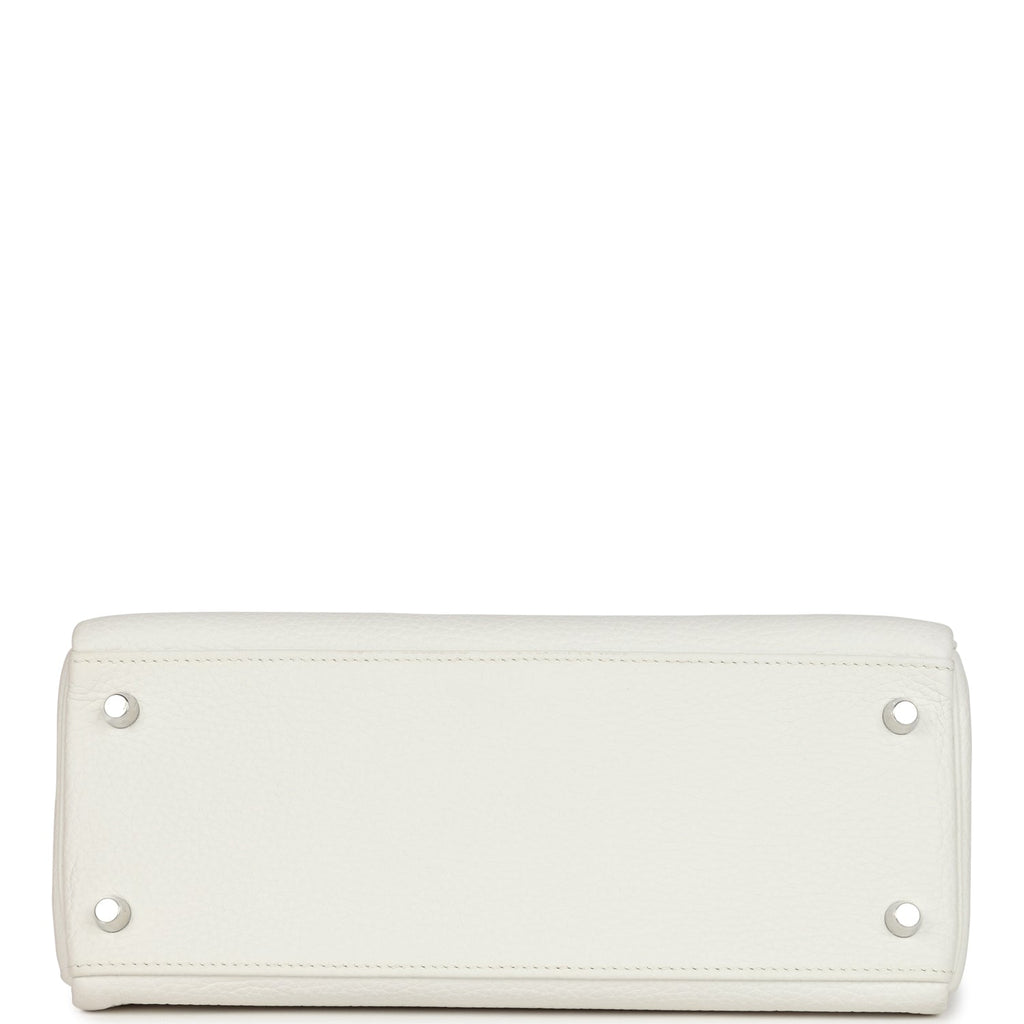 Kelly Retourne 28 White Clemence Palladium Hardware Bag