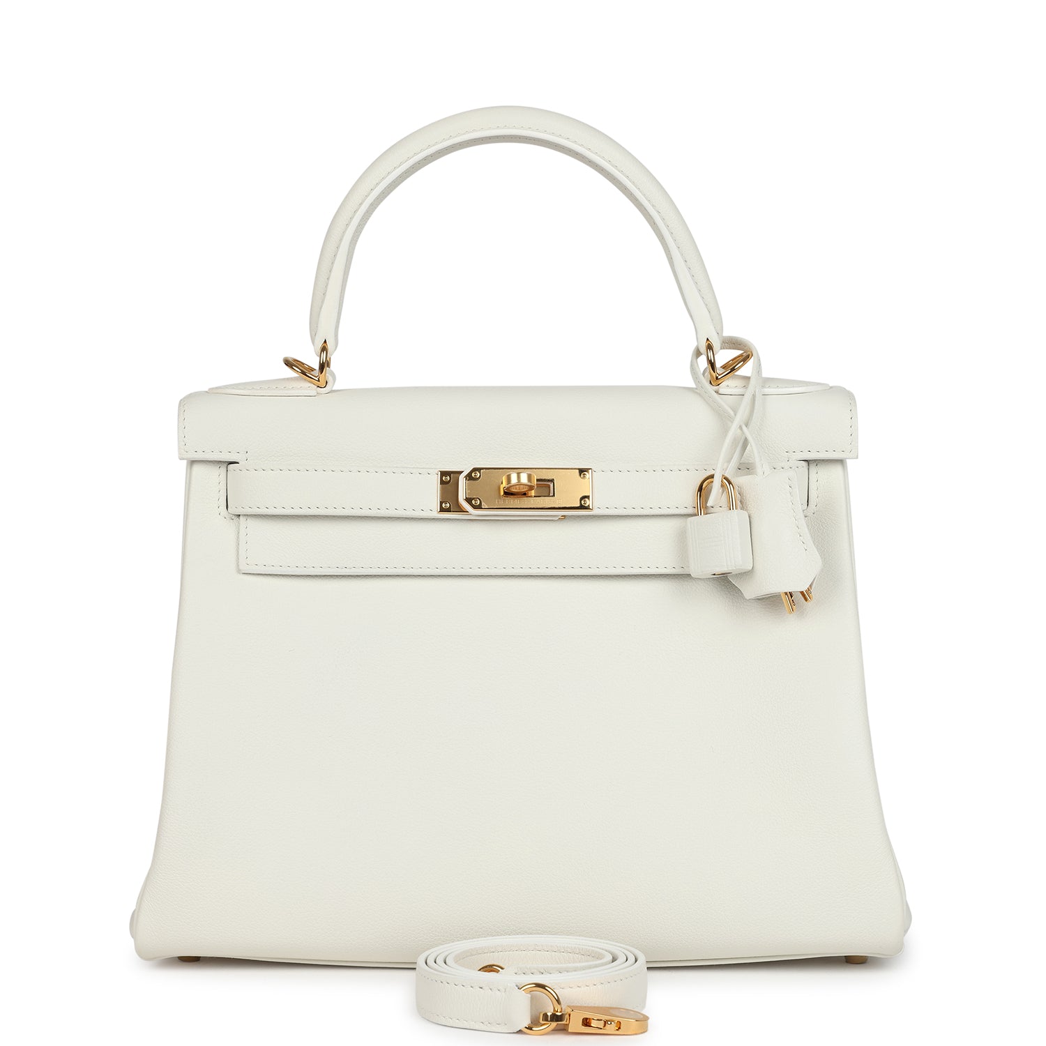 Kelly Retourne 28 White Evercolor Gold Hardware Bag