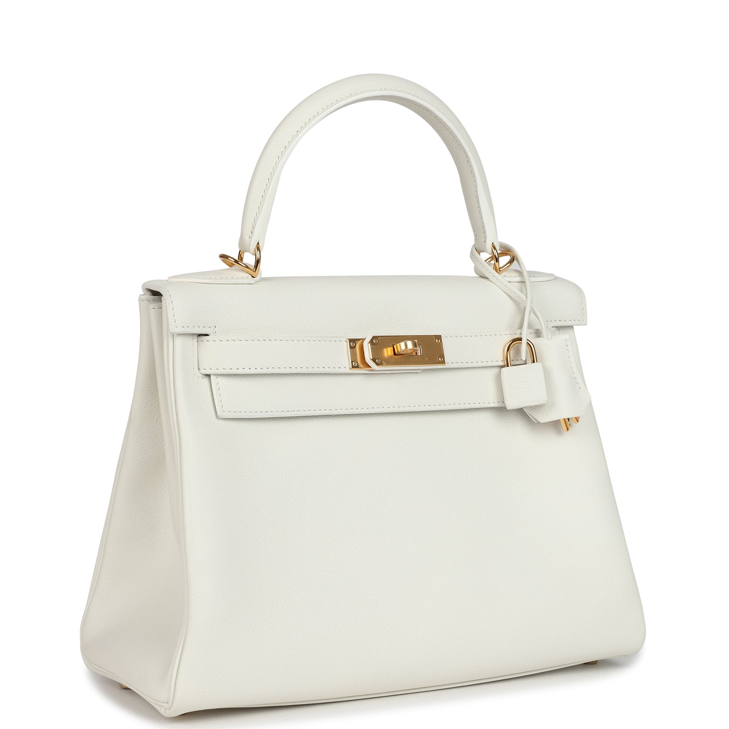 Kelly Retourne 28 White Evercolor Gold Hardware Bag