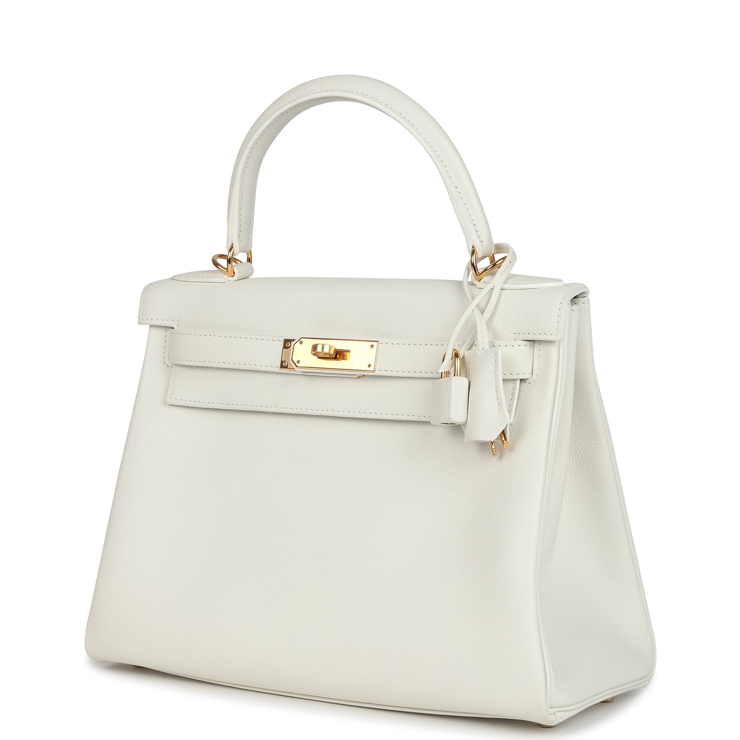 Kelly Retourne 28 White Evercolor Gold Hardware Bag