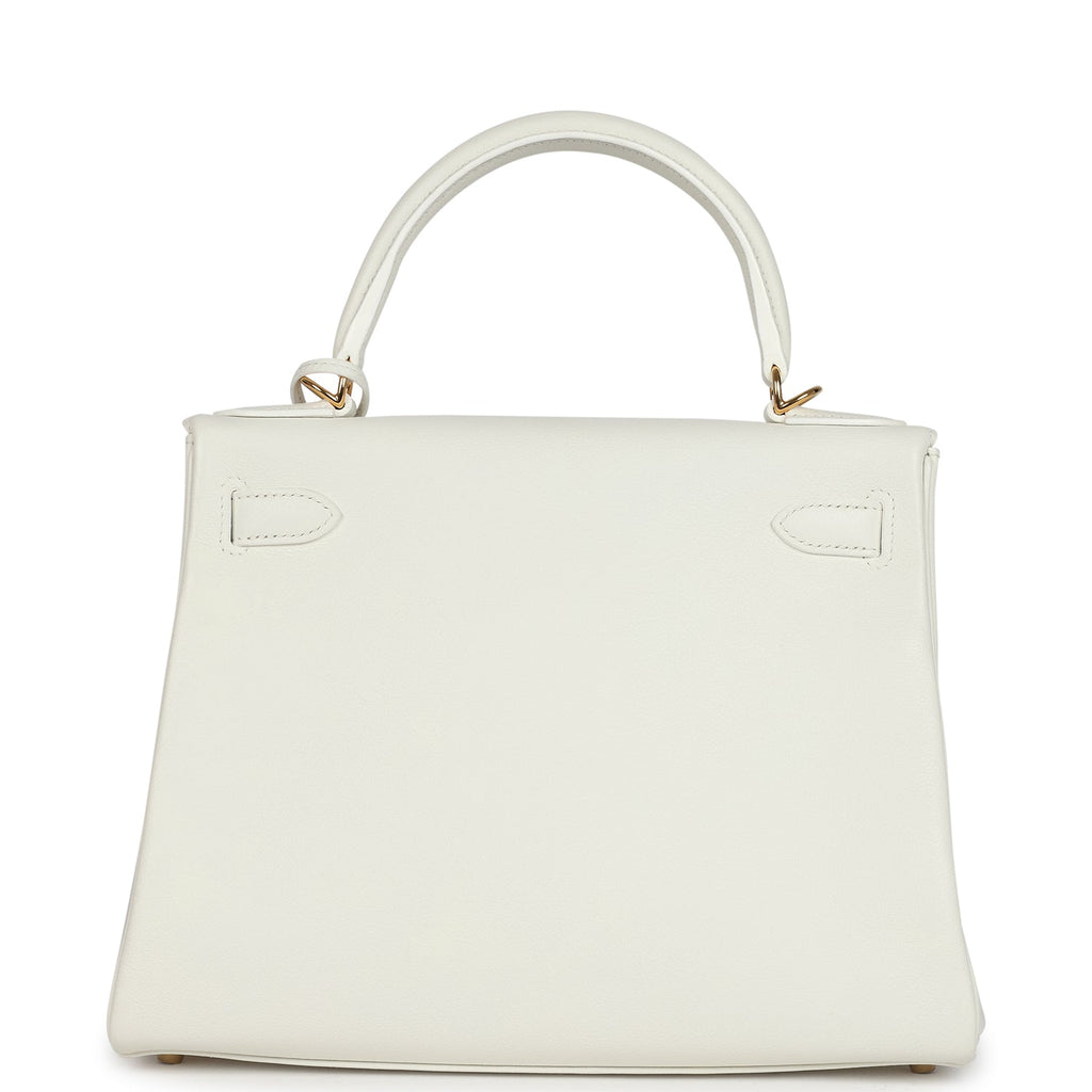 Kelly Retourne 28 White Evercolor Gold Hardware Bag