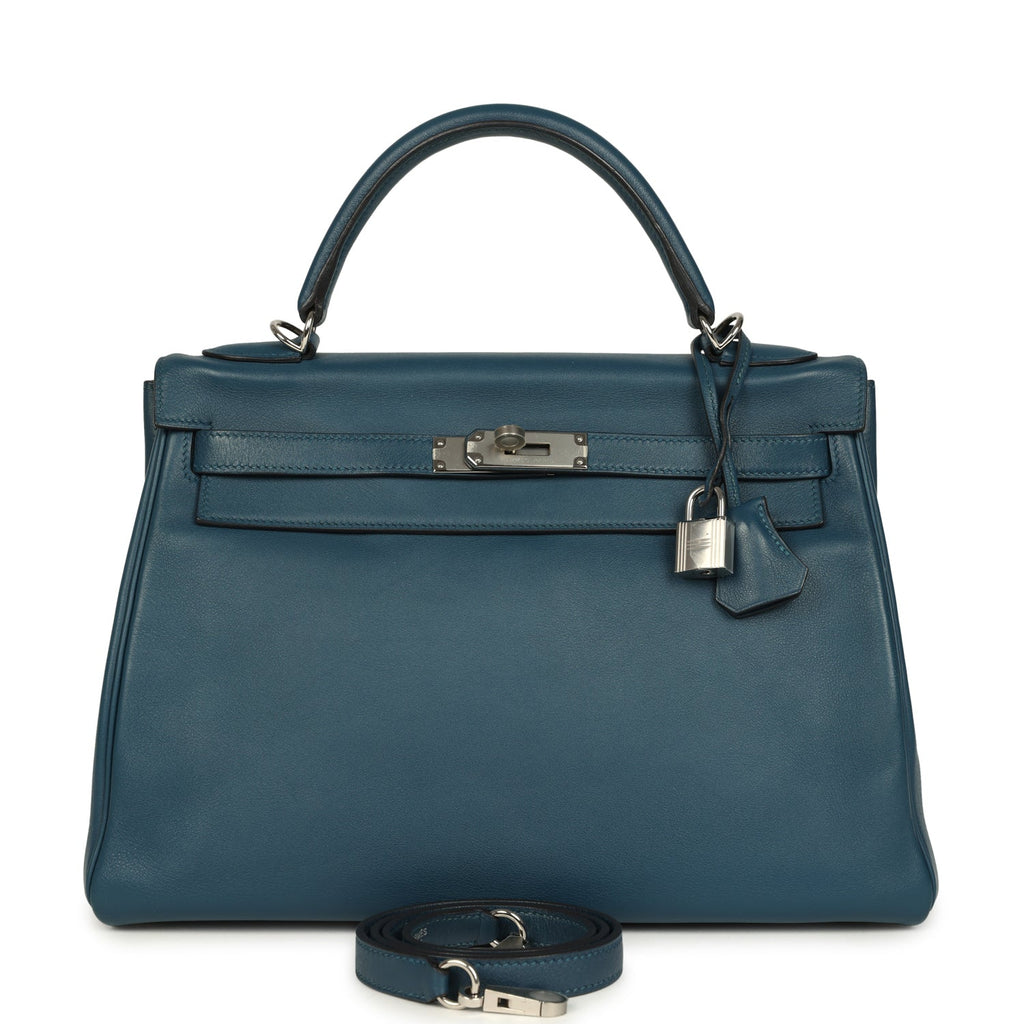 Kelly Retourne 32 Bleu De Malte Swift Palladium Hardware Bag