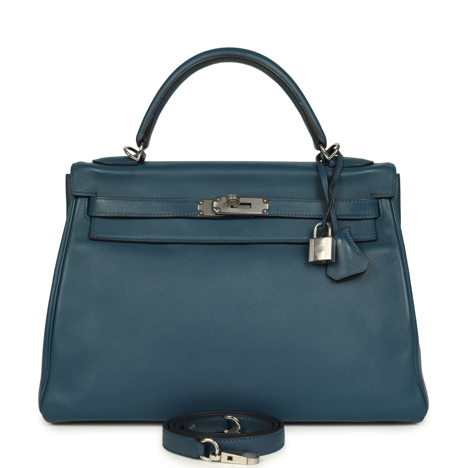 Kelly Retourne 32 Bleu De Malte Swift Palladium Hardware Bag