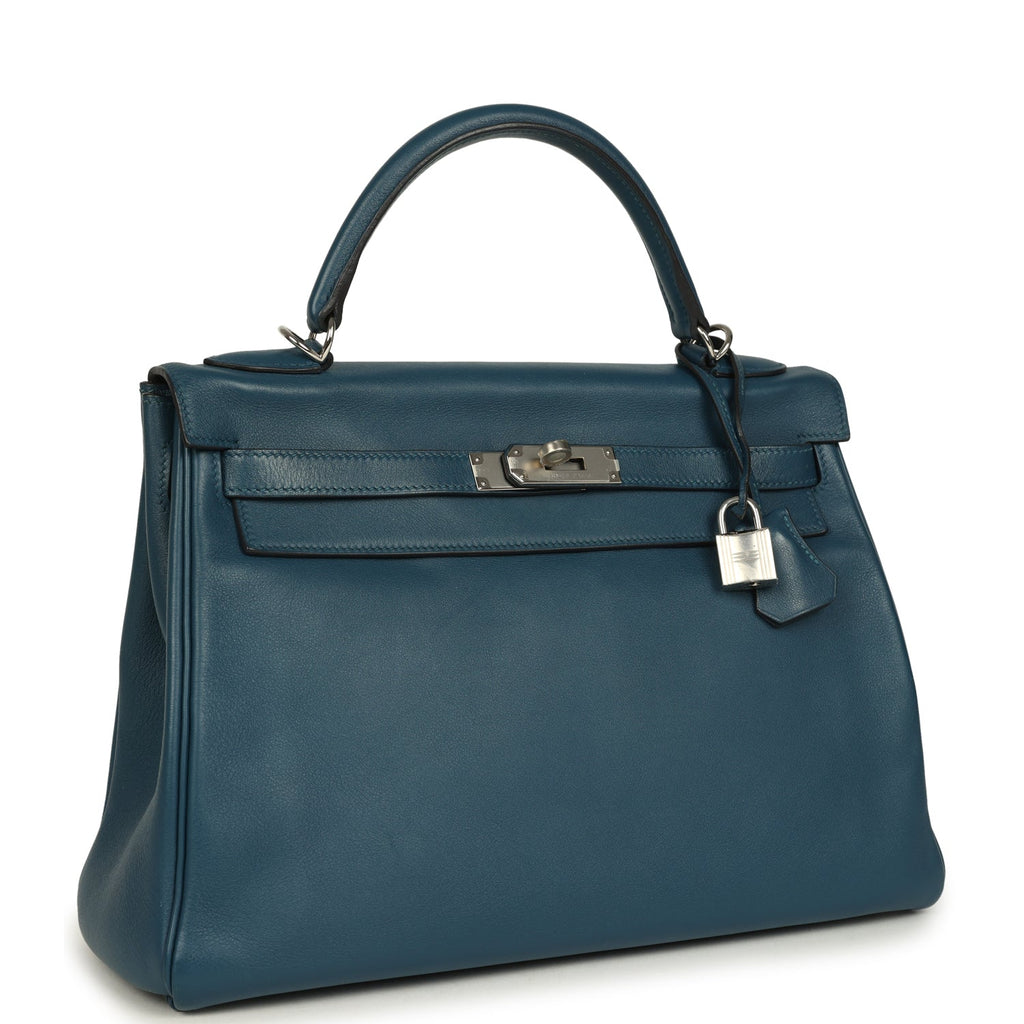Kelly Retourne 32 Bleu De Malte Swift Palladium Hardware Bag