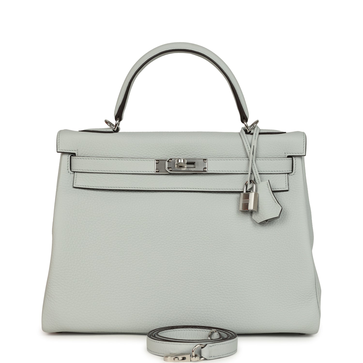 Kelly Retourne 32 Bleu Pale Clemence Palladium Hardware Bag