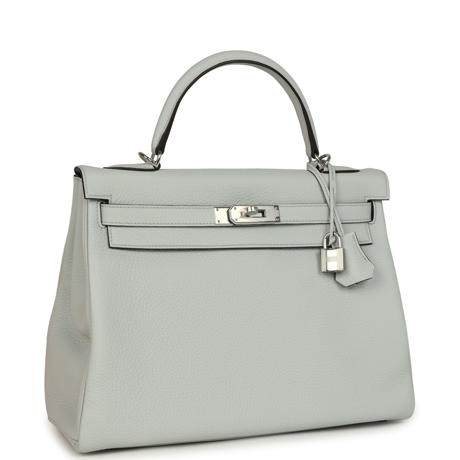 Kelly Retourne 32 Bleu Pale Clemence Palladium Hardware Bag