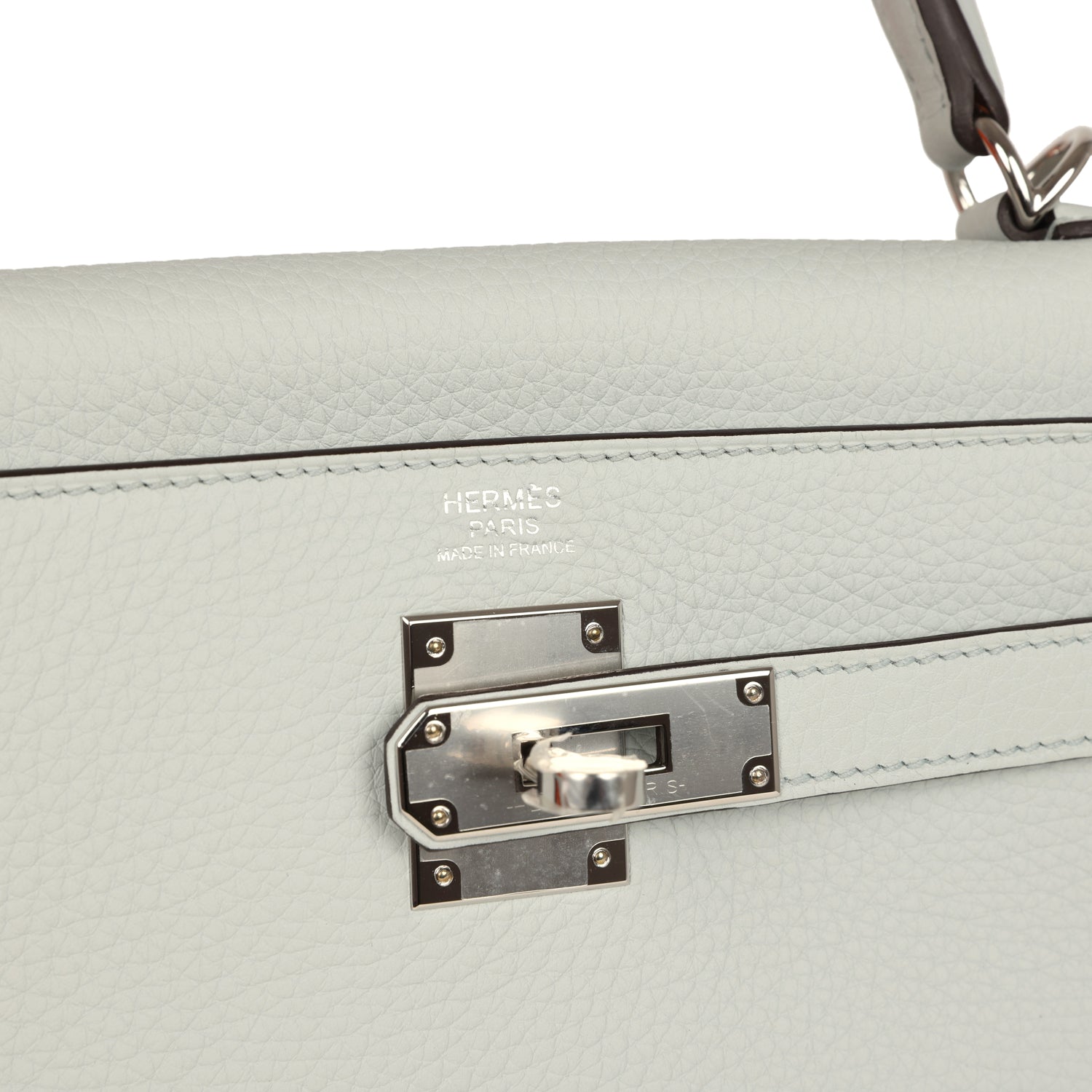 Kelly Retourne 32 Bleu Pale Clemence Palladium Hardware Bag
