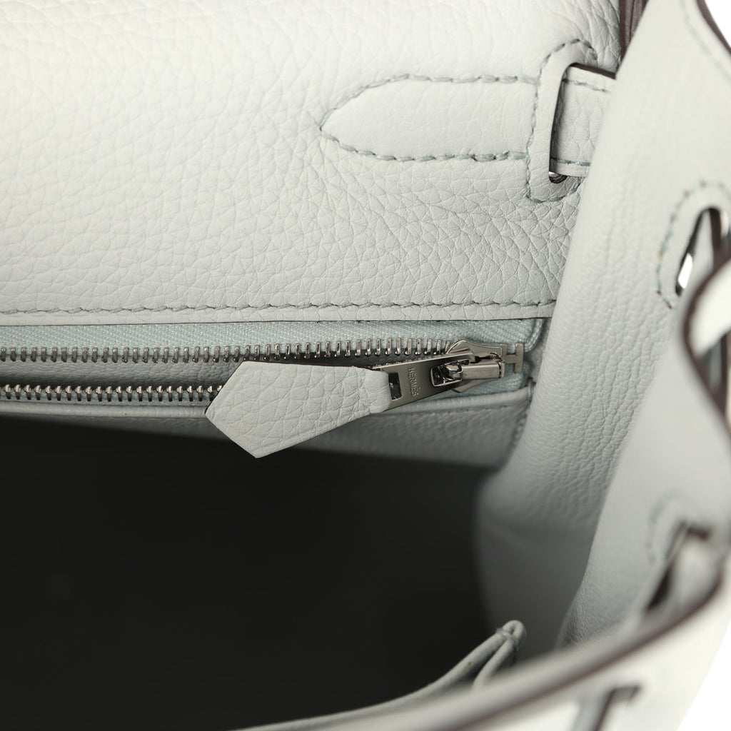 Kelly Retourne 32 Bleu Pale Clemence Palladium Hardware Bag