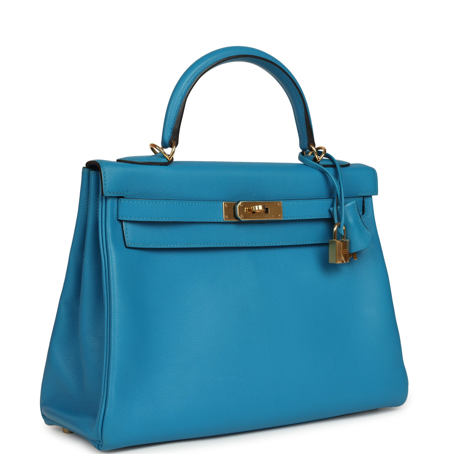 Kelly Retourne 32 Bleu Zanzibar Evercolor Gold Hardware Bag