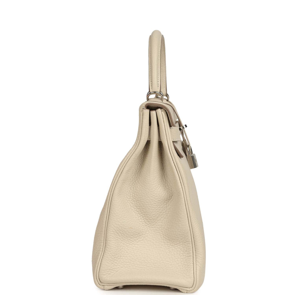 Kelly Retourne 32 Craie Togo Palladium Hardware Bag