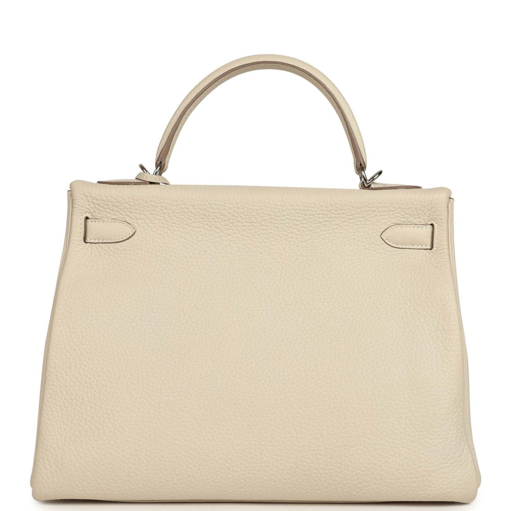 Kelly Retourne 32 Craie Togo Palladium Hardware Bag