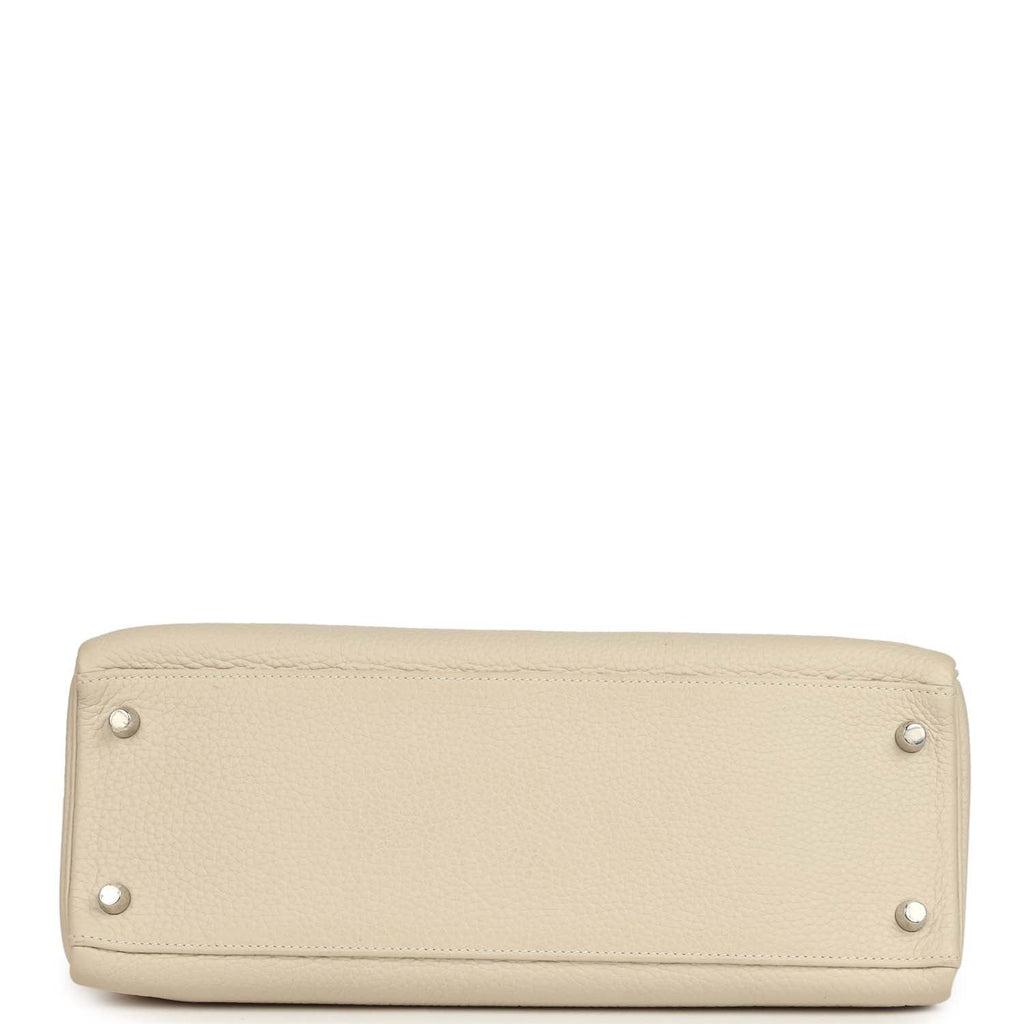 Kelly Retourne 32 Craie Togo Palladium Hardware Bag