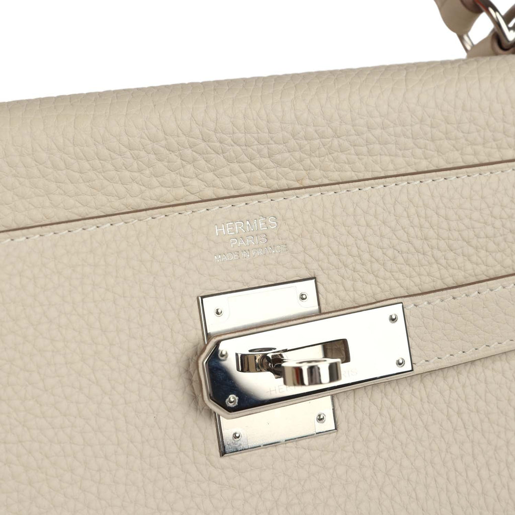 Kelly Retourne 32 Craie Togo Palladium Hardware Bag