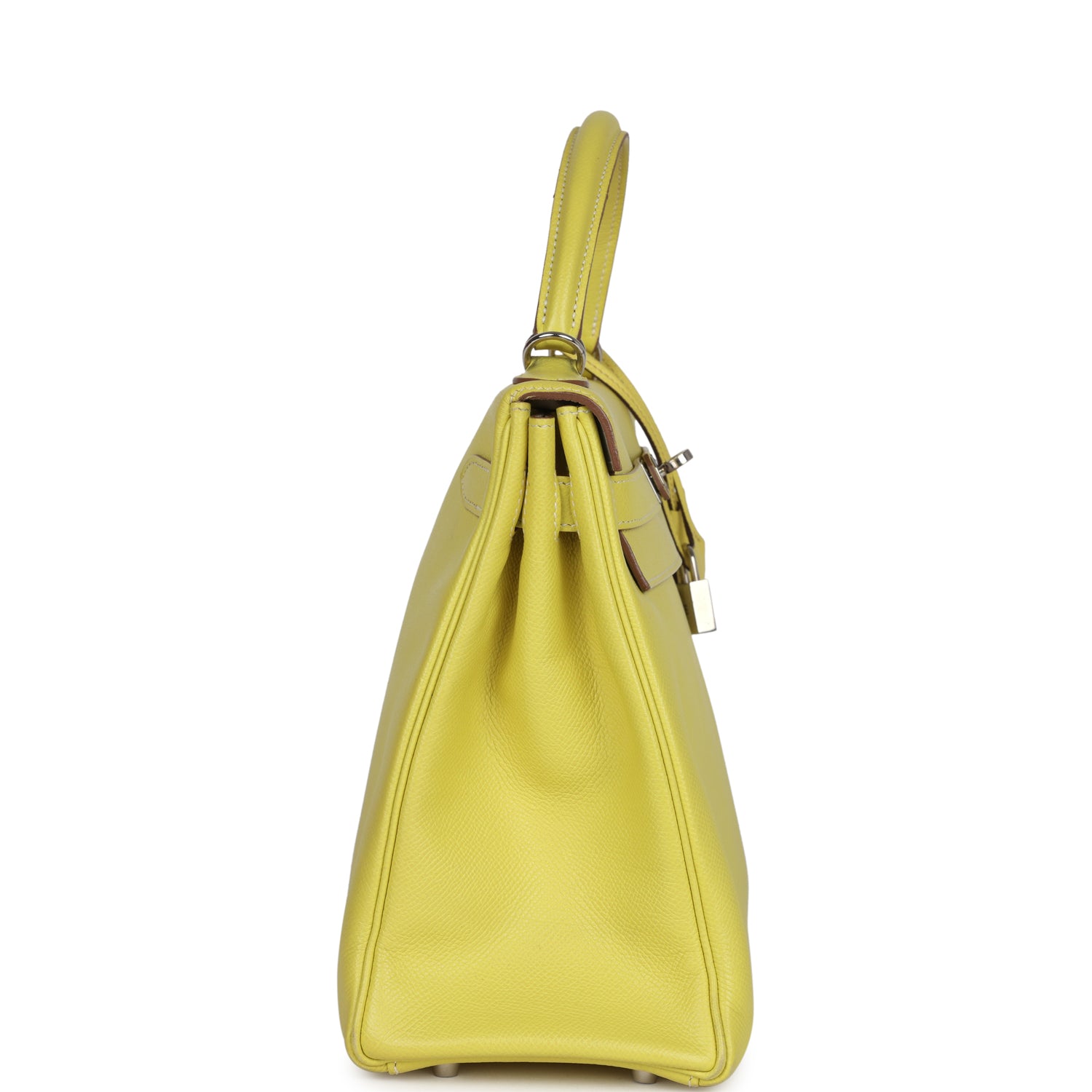 Kelly Retourne 32 Lime Candy Epsom Palladium Hardware Bag