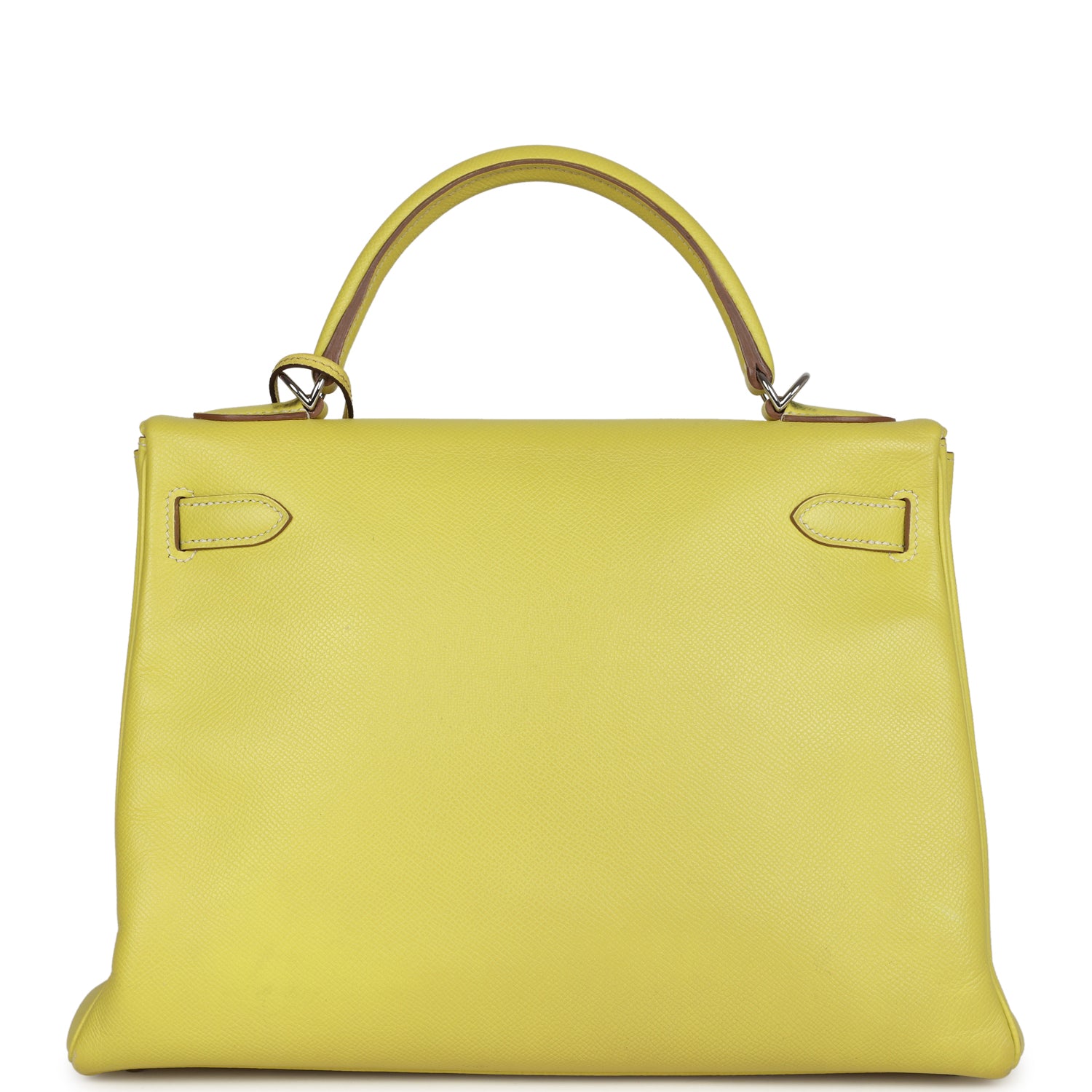 Kelly Retourne 32 Lime Candy Epsom Palladium Hardware Bag