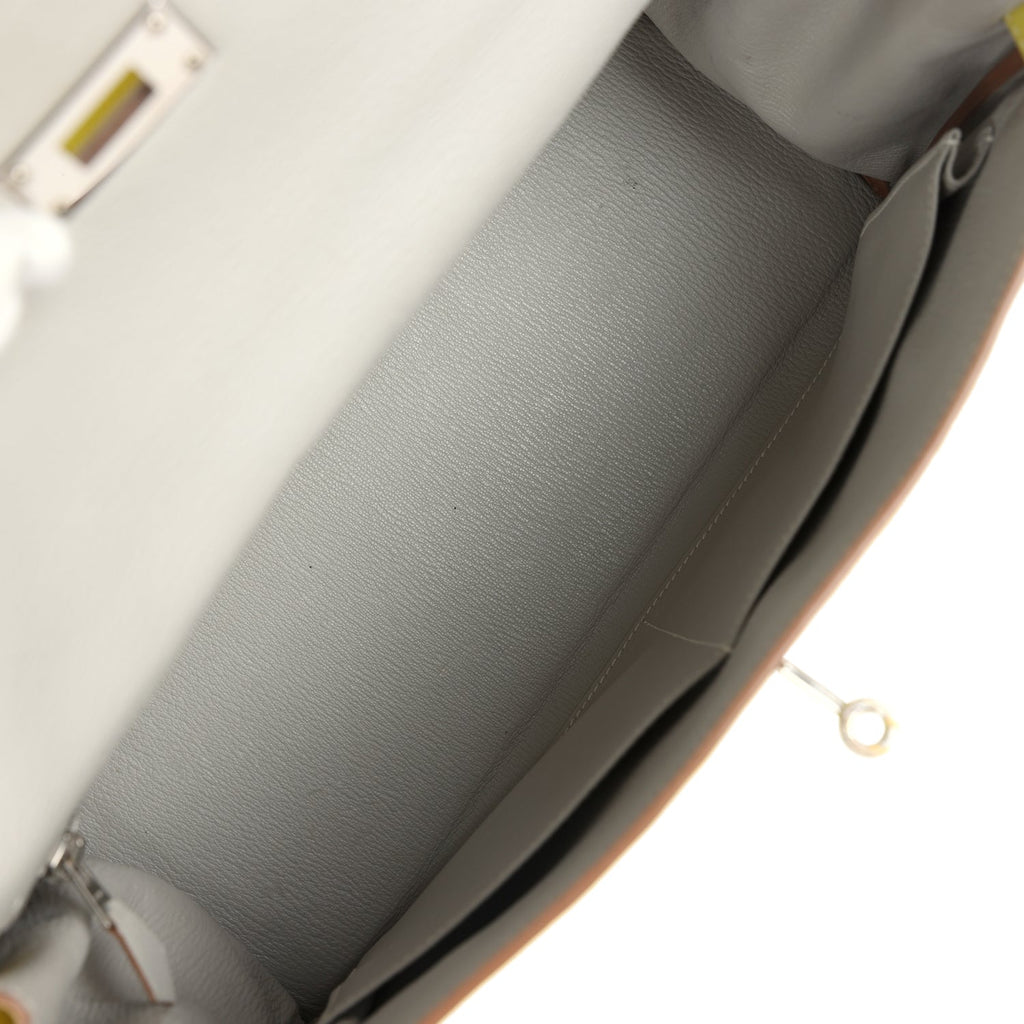 Kelly Retourne 32 Lime Candy Epsom Palladium Hardware Bag