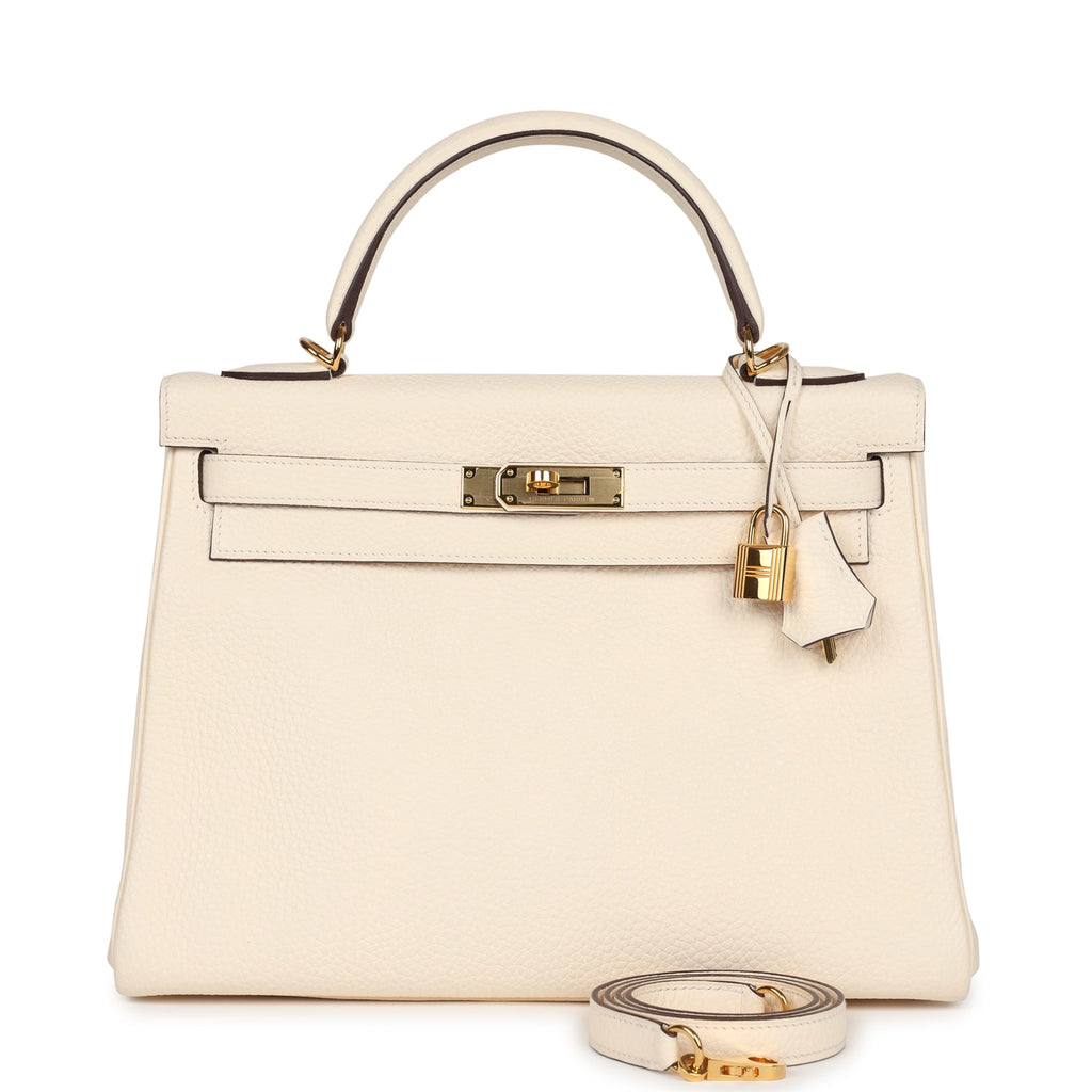 Kelly Retourne 32 Nata Clemence Gold Hardware Bag