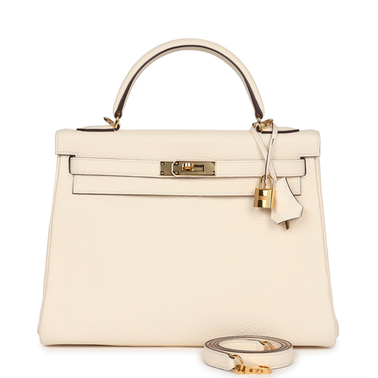Kelly Retourne 32 Nata Clemence Gold Hardware Bag