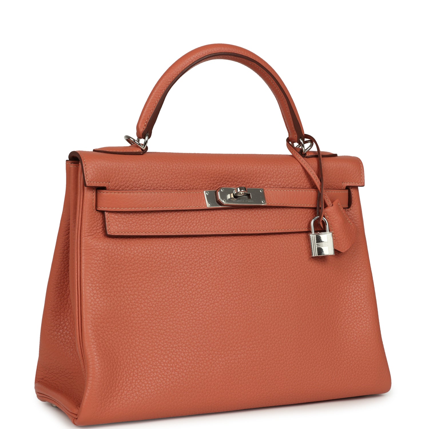 Kelly Retourne 32 Rose Tea Clemence Palladium Hardware Bag