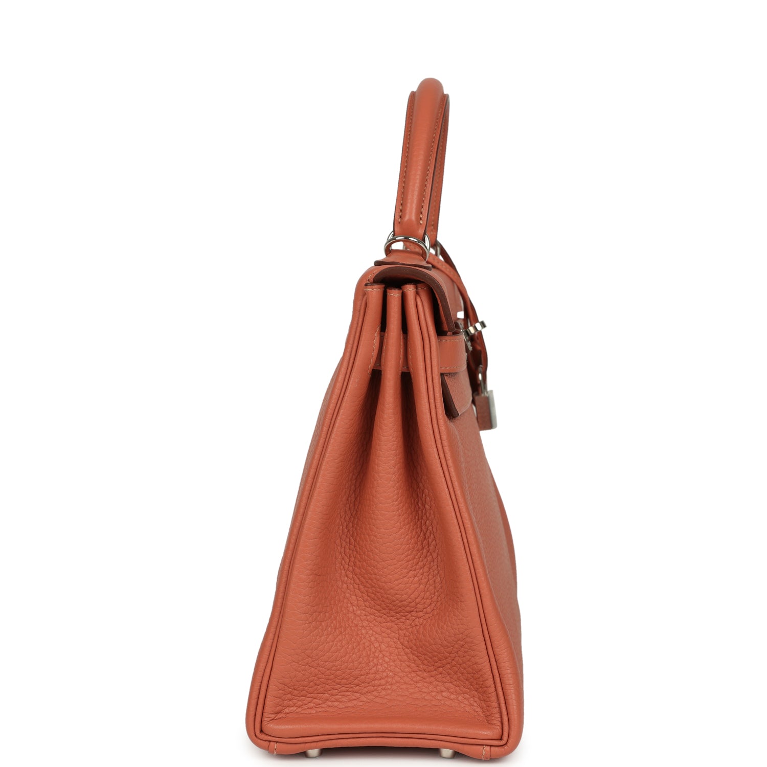 Kelly Retourne 32 Rose Tea Clemence Palladium Hardware Bag