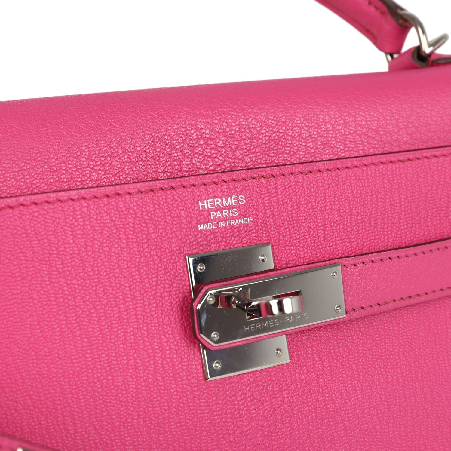 Kelly Retourne 32 Rose Tyrien Chevre Palladium Hardware Bag