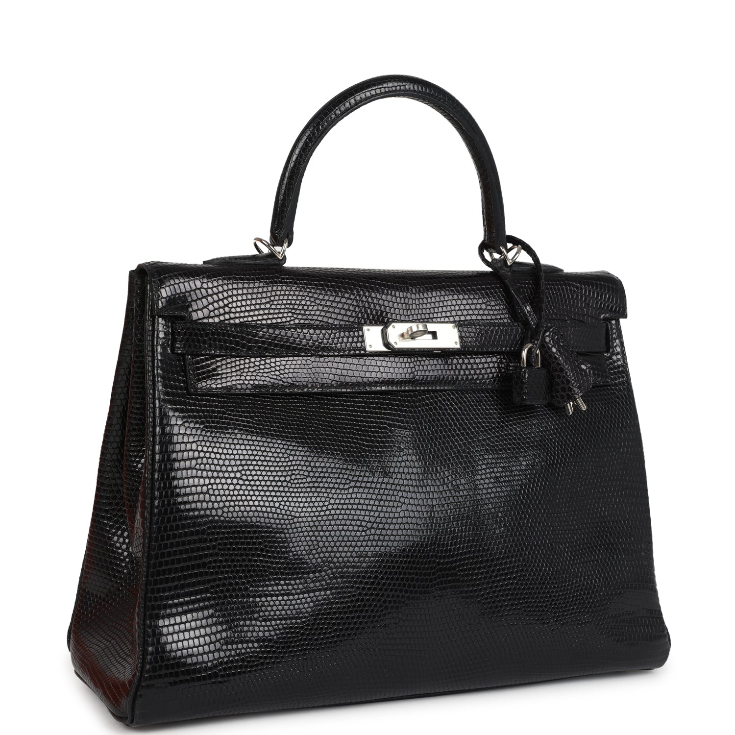 Kelly Retourne 35 Black Varanus Niloticus Lizard Palladium Hardware Bag