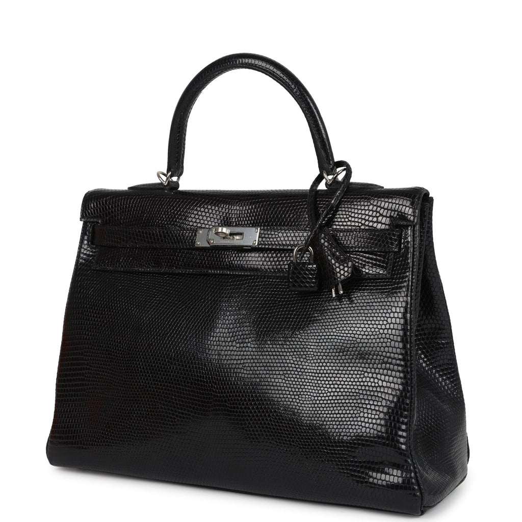 Kelly Retourne 35 Black Varanus Niloticus Lizard Palladium Hardware Bag
