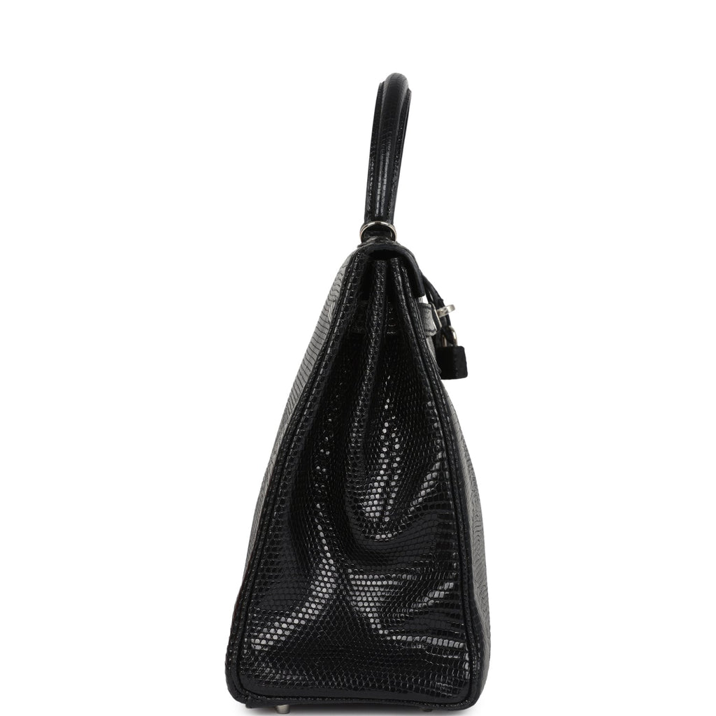Kelly Retourne 35 Black Varanus Niloticus Lizard Palladium Hardware Bag