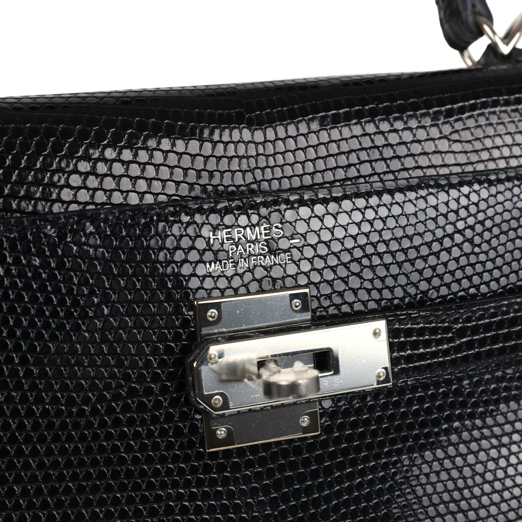 Kelly Retourne 35 Black Varanus Niloticus Lizard Palladium Hardware Bag