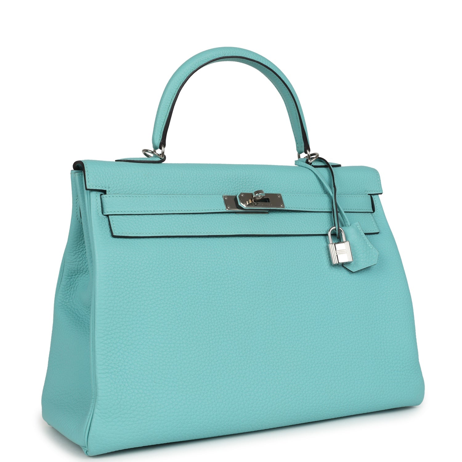 Kelly Retourne 35 Bleu Atoll Clemence Palladium Hardware Bag