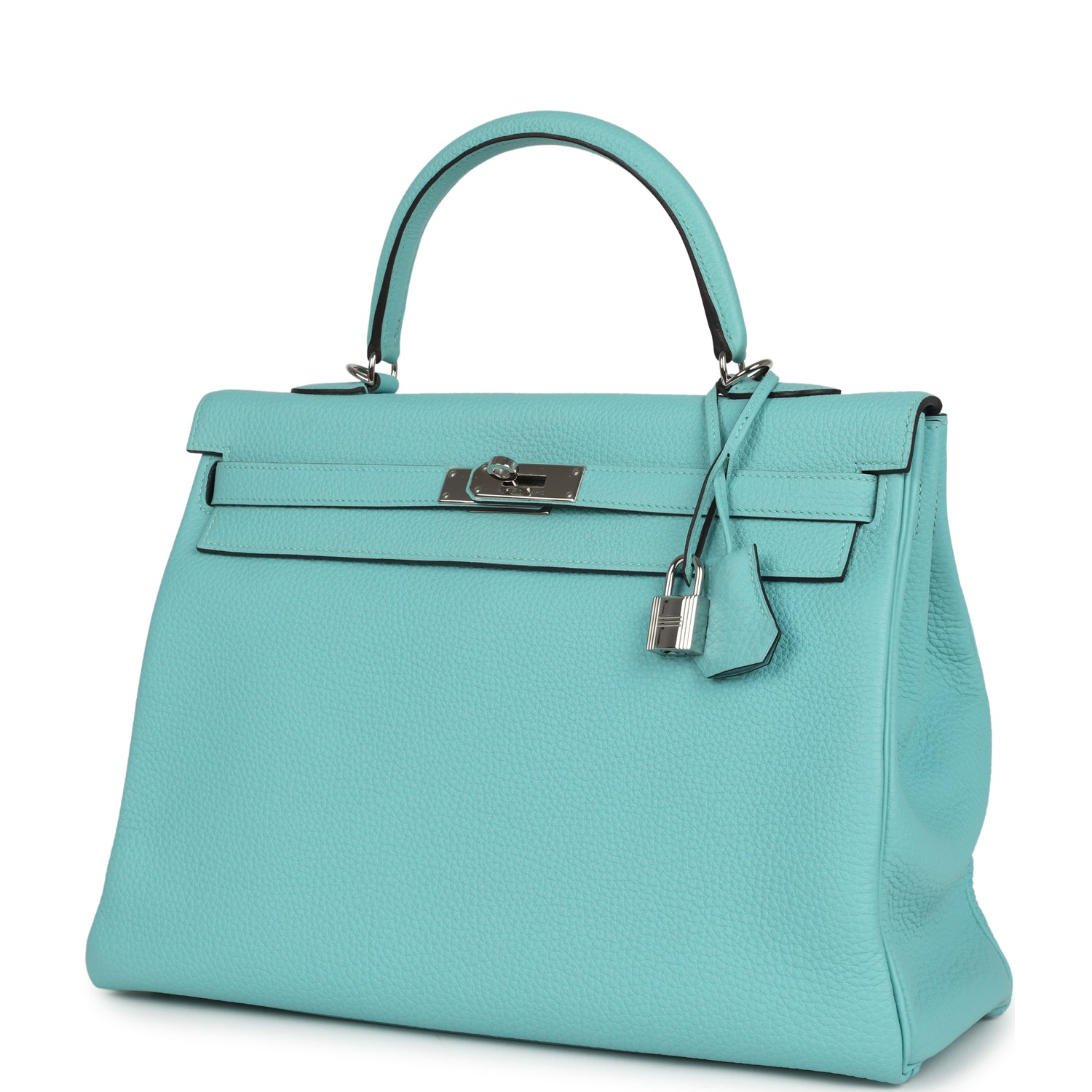 Kelly Retourne 35 Bleu Atoll Clemence Palladium Hardware Bag