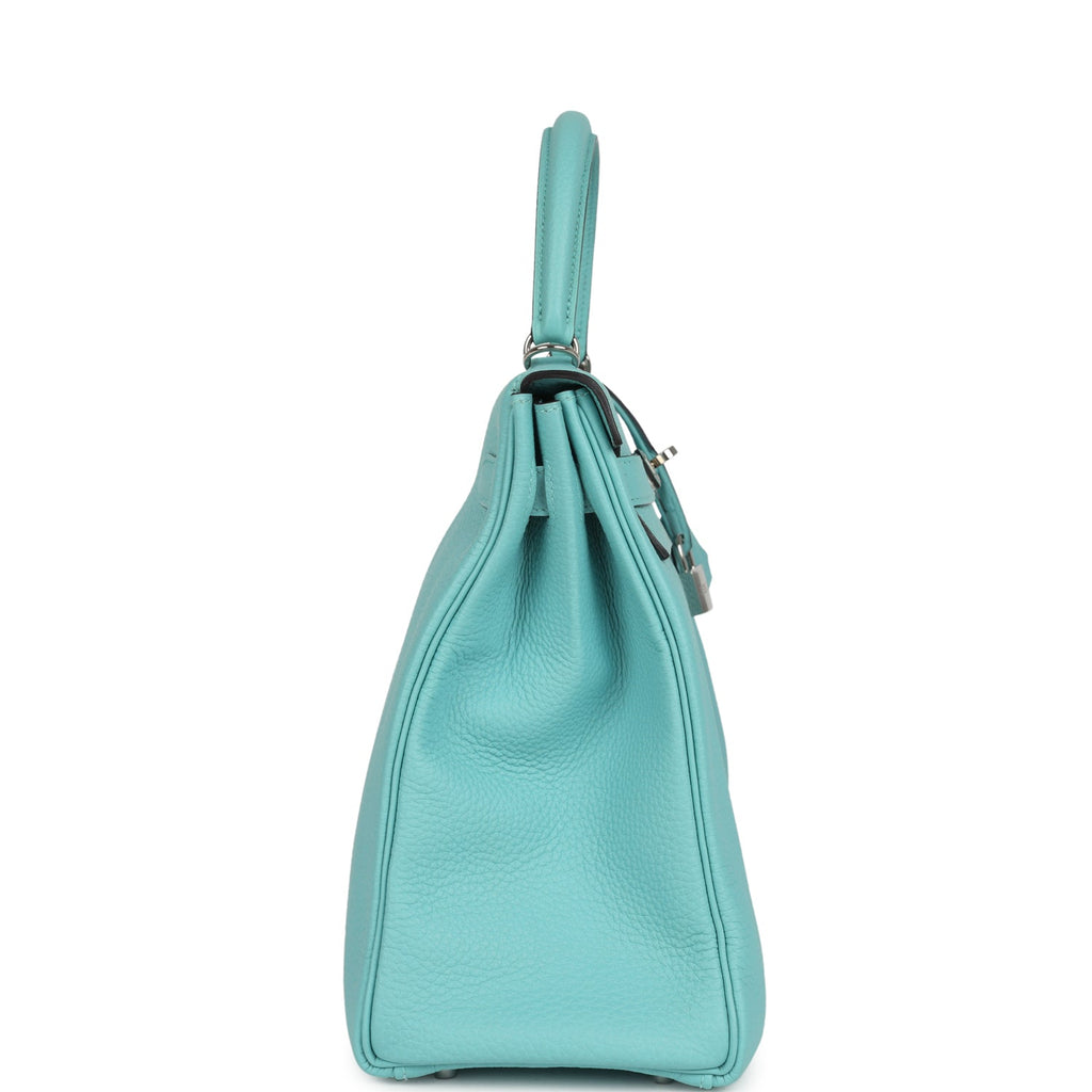 Kelly Retourne 35 Bleu Atoll Clemence Palladium Hardware Bag