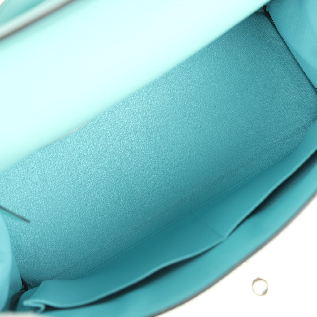 Kelly Retourne 35 Bleu Atoll Clemence Palladium Hardware Bag