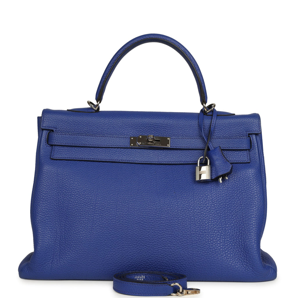 Kelly Retourne 35 Bleu Electric Togo Palladium Hardware Bag