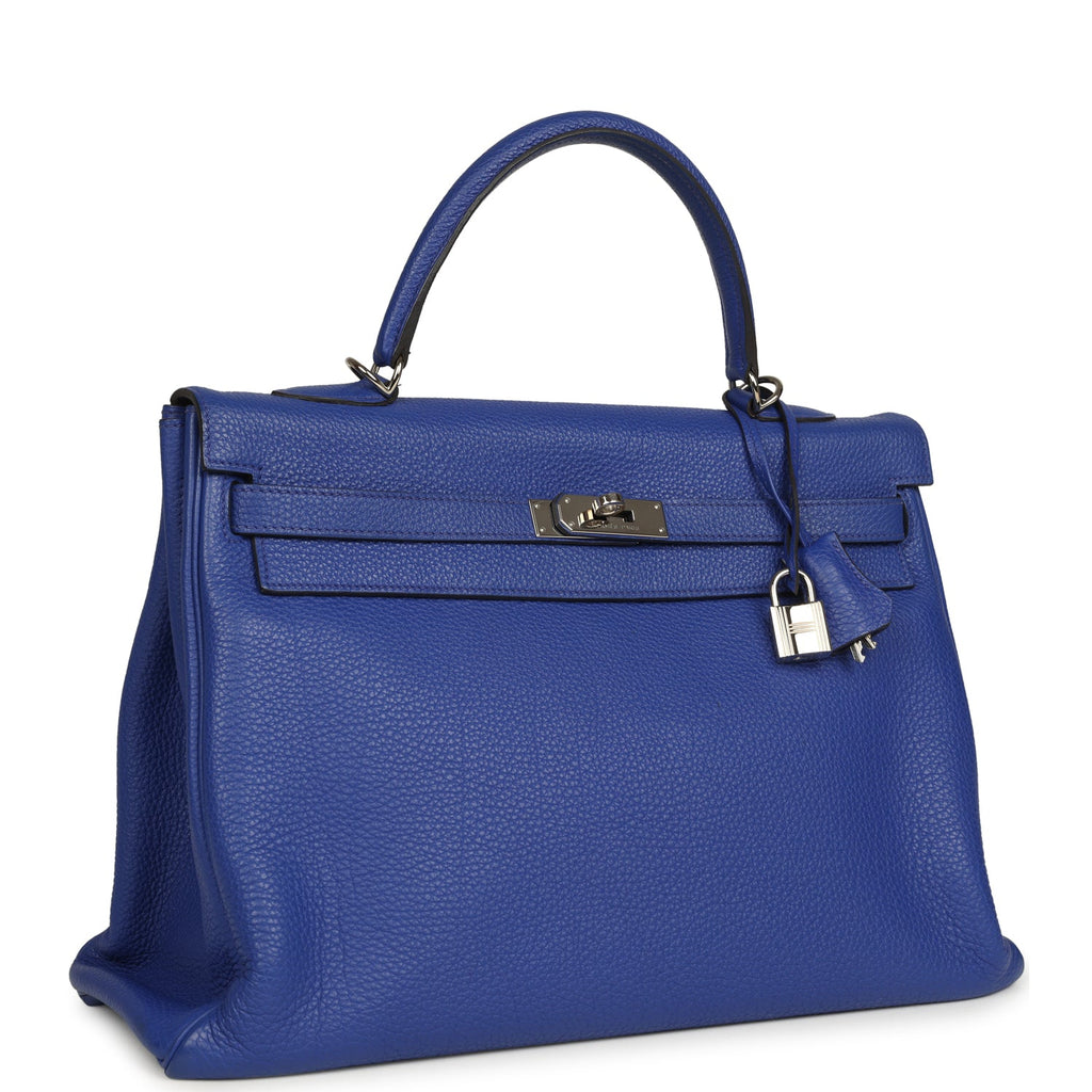 Kelly Retourne 35 Bleu Electric Togo Palladium Hardware Bag