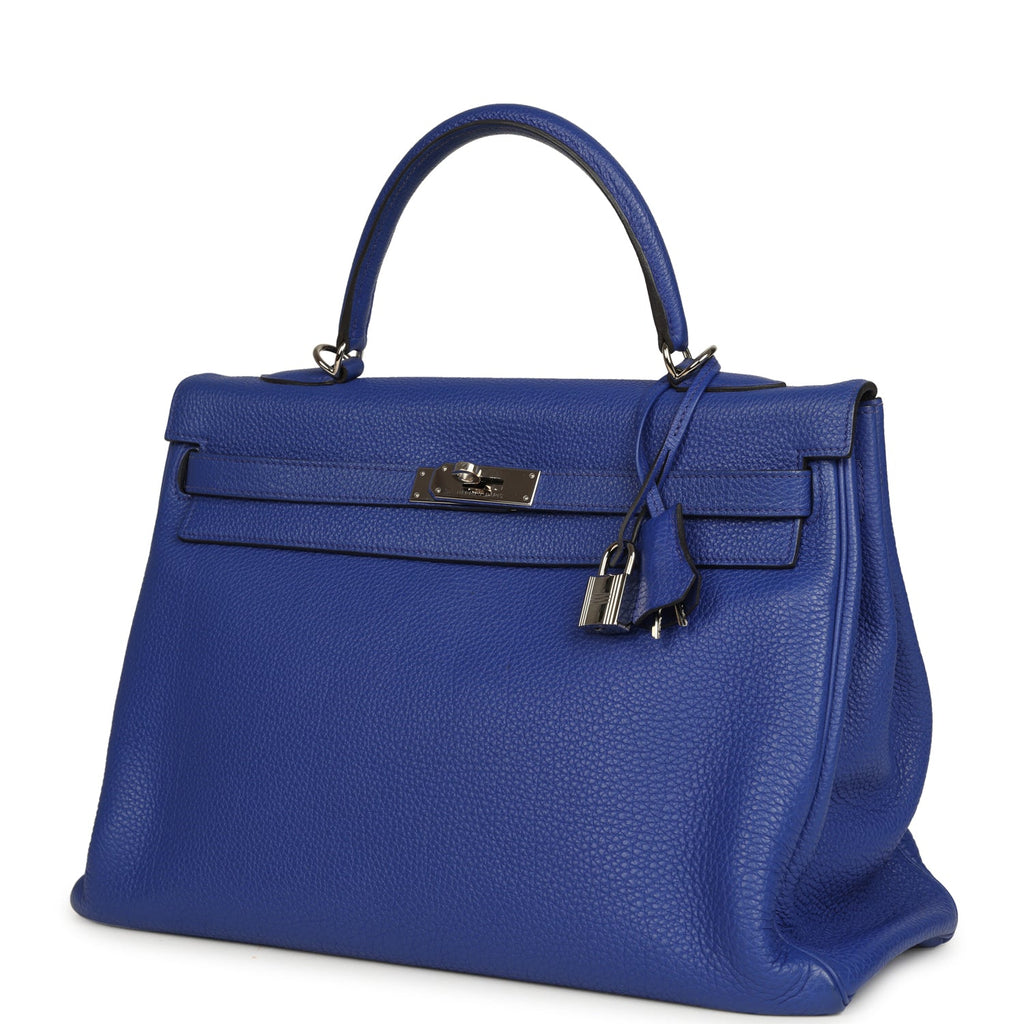 Kelly Retourne 35 Bleu Electric Togo Palladium Hardware Bag