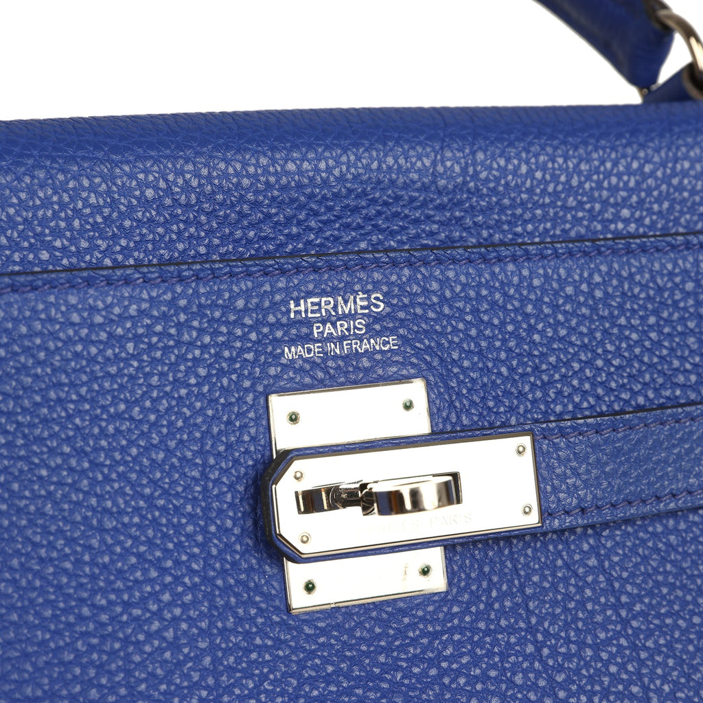 Kelly Retourne 35 Bleu Electric Togo Palladium Hardware Bag