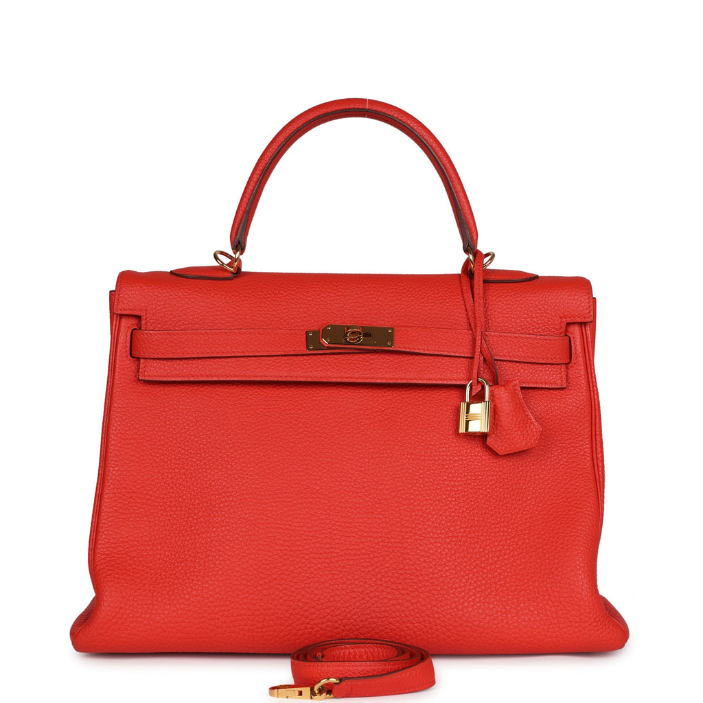 Kelly Retourne 35 Capucine Togo Gold Hardware Bag