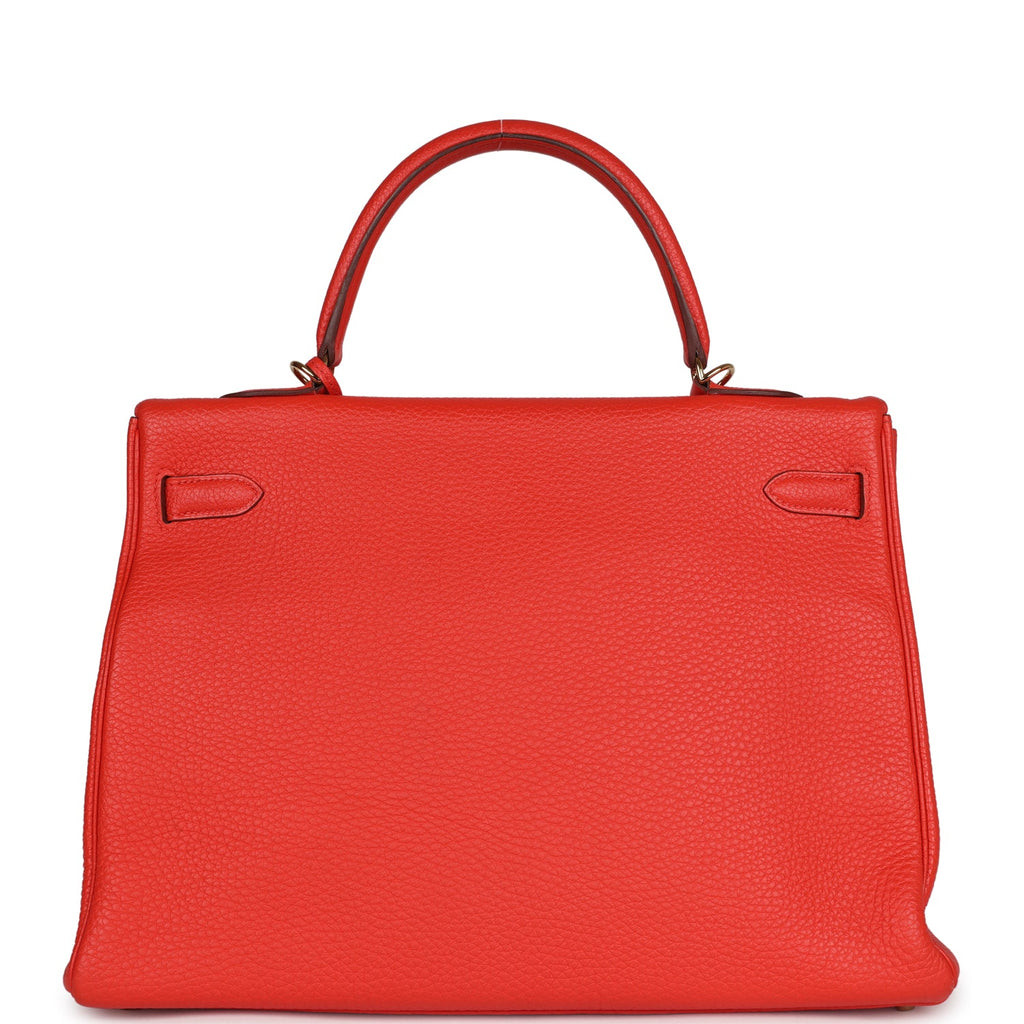 Kelly Retourne 35 Capucine Togo Gold Hardware Bag