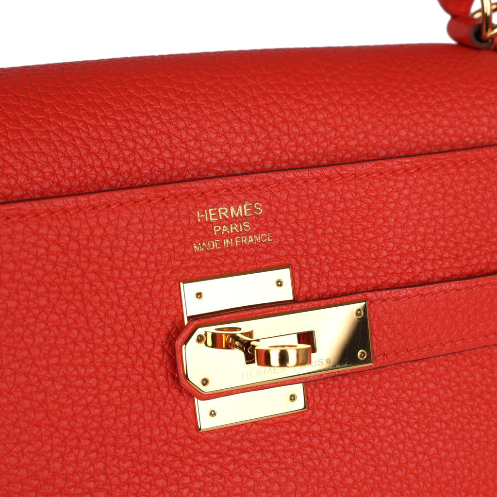 Kelly Retourne 35 Capucine Togo Gold Hardware Bag