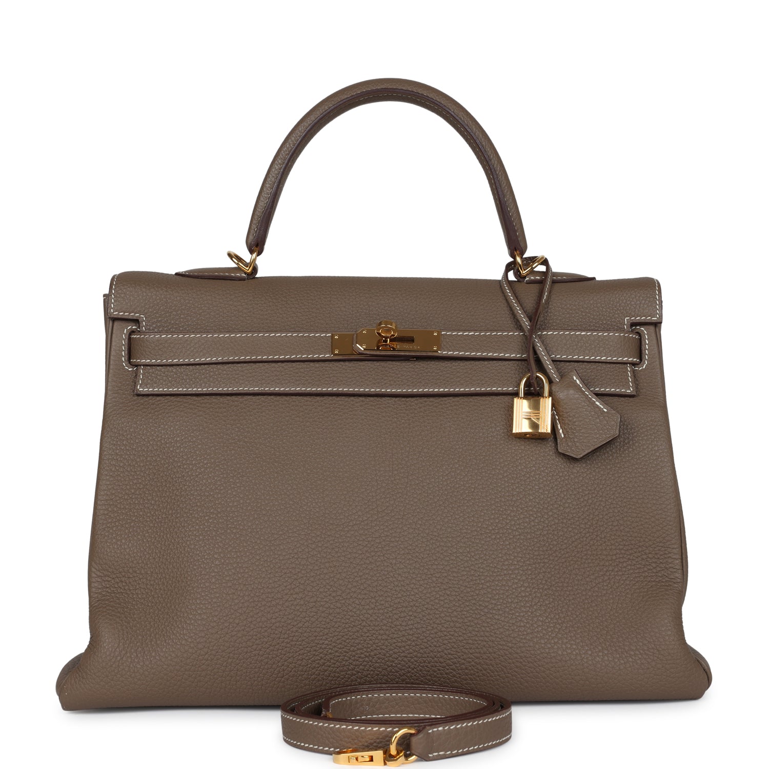 Kelly Retourne 35 Etoupe Togo Gold Hardware Bag