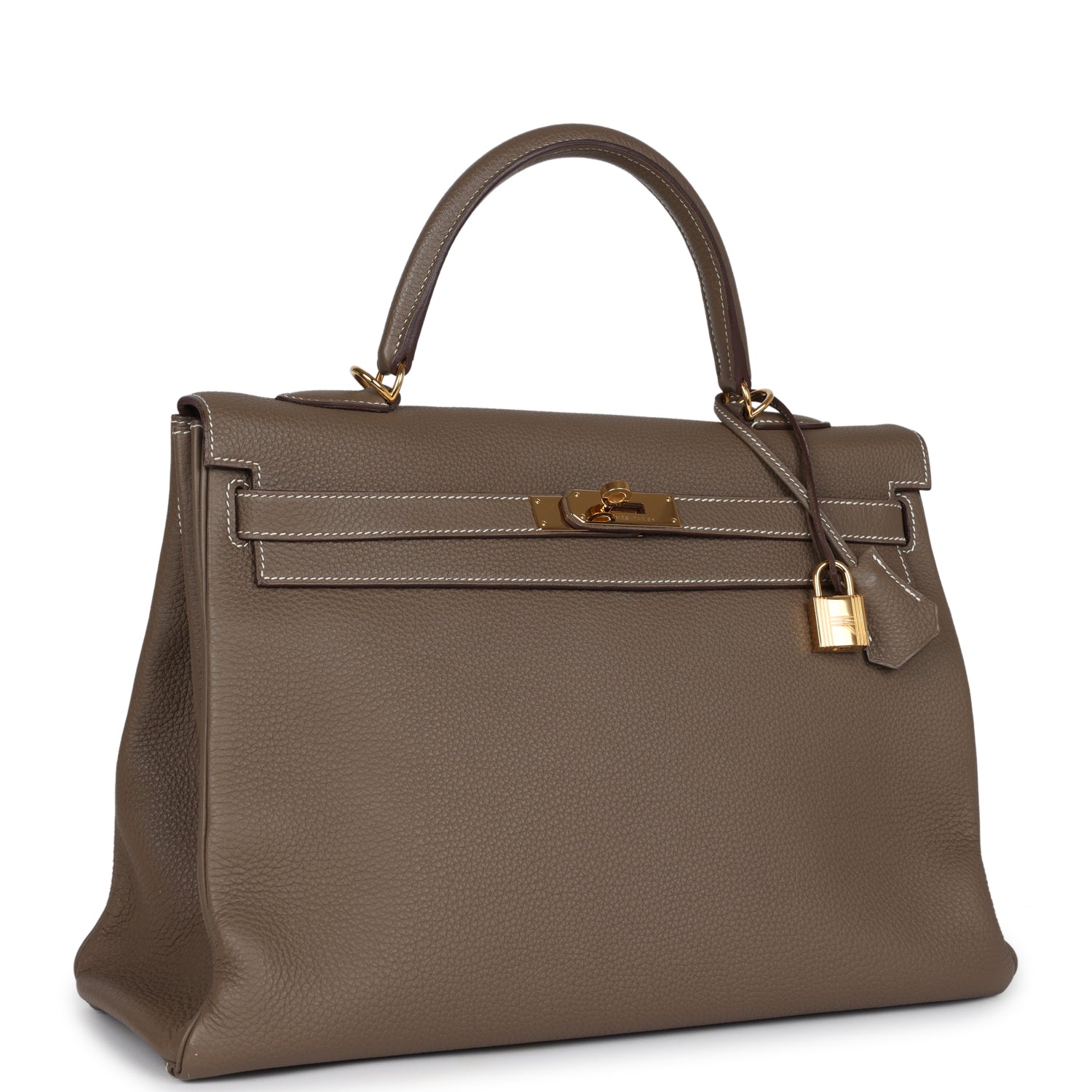 Kelly Retourne 35 Etoupe Togo Gold Hardware Bag