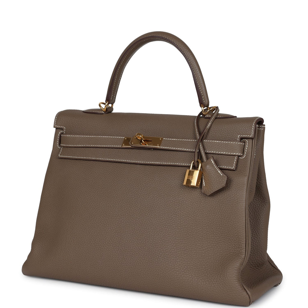 Kelly Retourne 35 Etoupe Togo Gold Hardware Bag