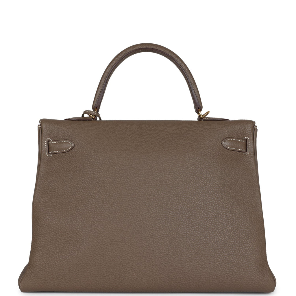 Kelly Retourne 35 Etoupe Togo Gold Hardware Bag