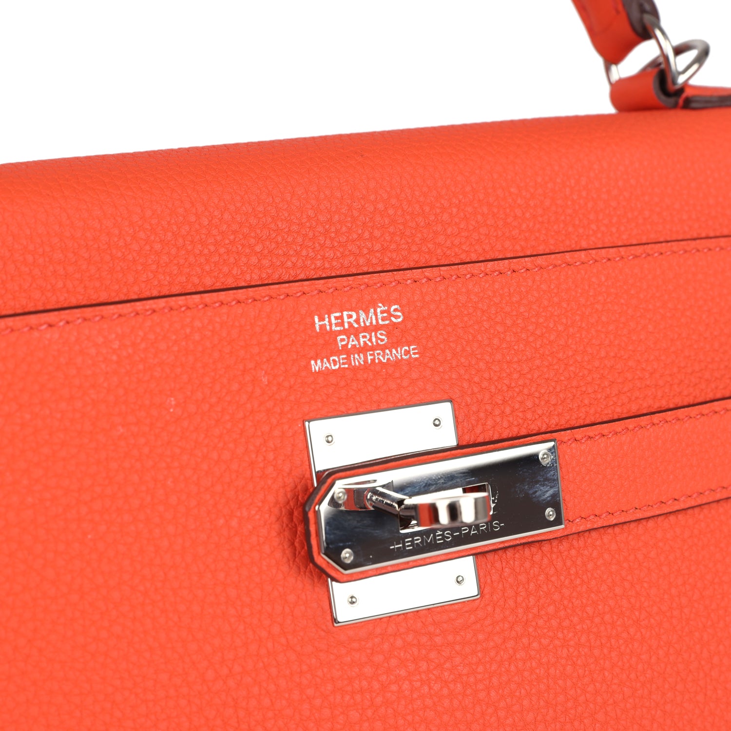 Kelly Retourne 35 Orange Poppy Togo Palladium Hardware Bag
