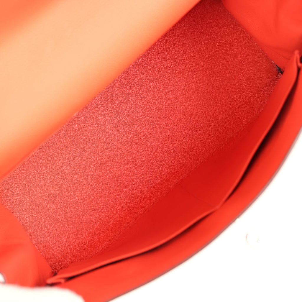 Kelly Retourne 35 Orange Poppy Togo Palladium Hardware Bag