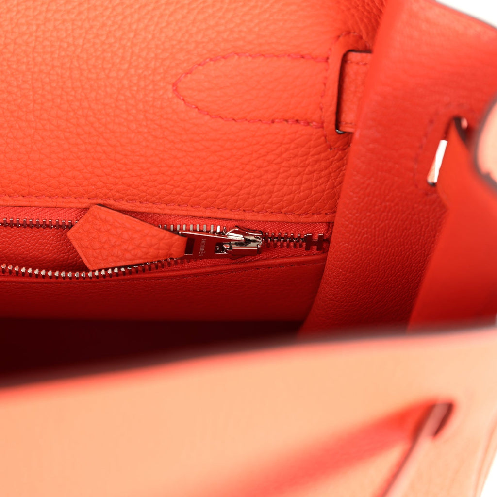 Kelly Retourne 35 Orange Poppy Togo Palladium Hardware Bag