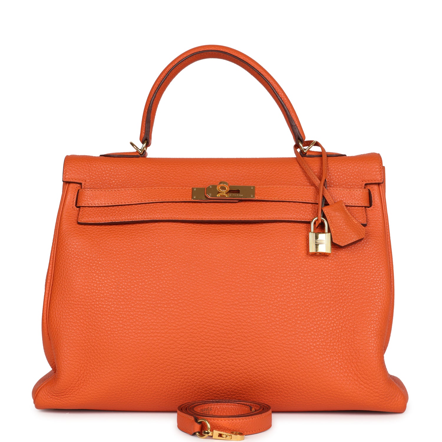 Kelly Retourne 35 Orange Togo Gold Hardware Bag